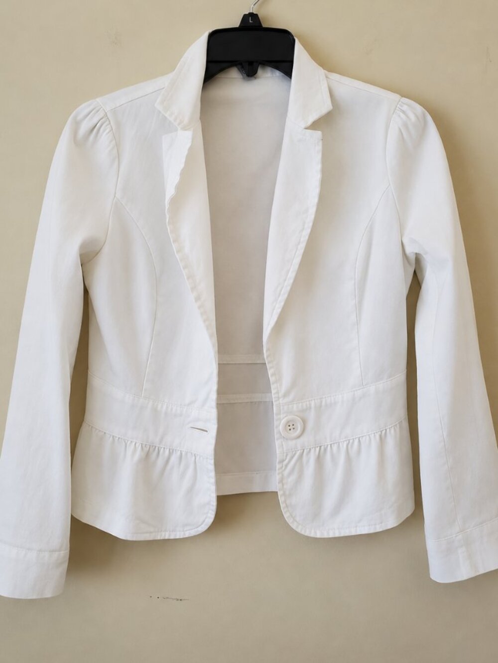 Better B Long Sleeves Flared Peplum Blazer Ivory SZ S